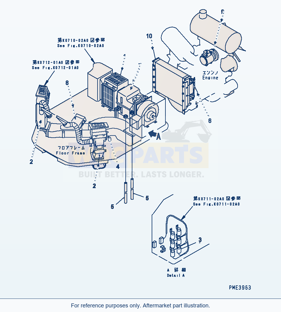 Komatsu WA200-3 Air Conditioner (With Cab) parts diagram