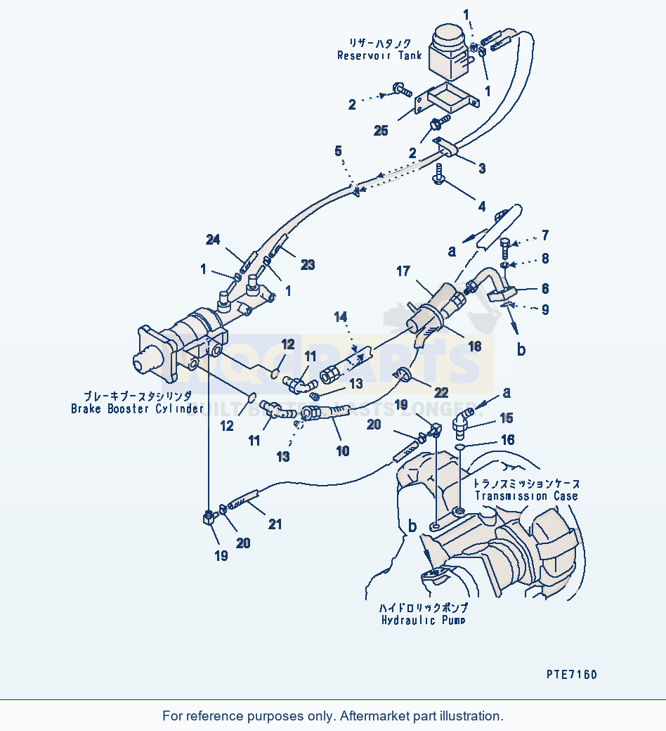 Komatsu WA200-3 Brake Control (Reservoir Tank Line) parts diagram