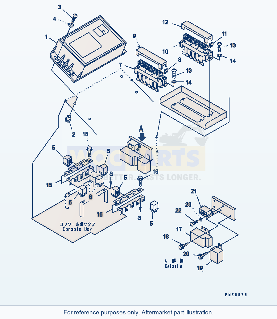 Komatsu WA200-3 Floor Harness (R.H. Console Box Line) parts diagram