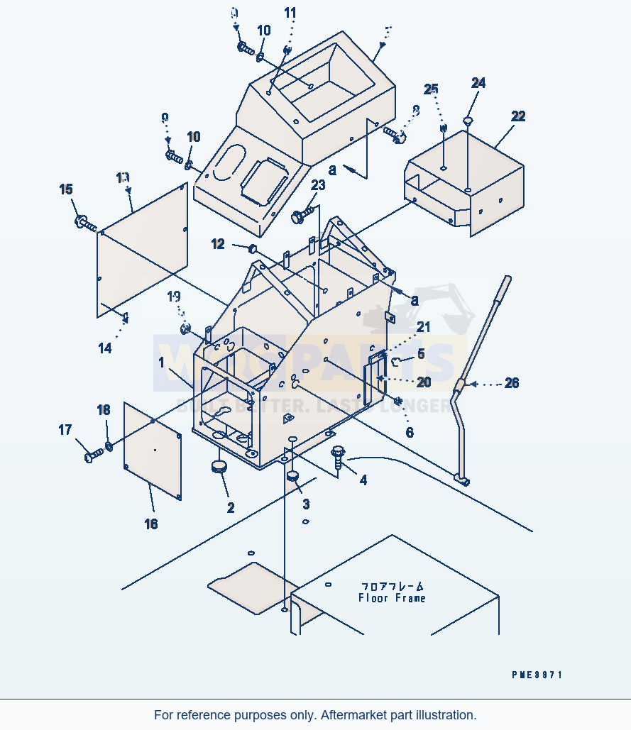 Komatsu WA200-3 Floor (R.H. Console Box And Floor Cover) parts diagram