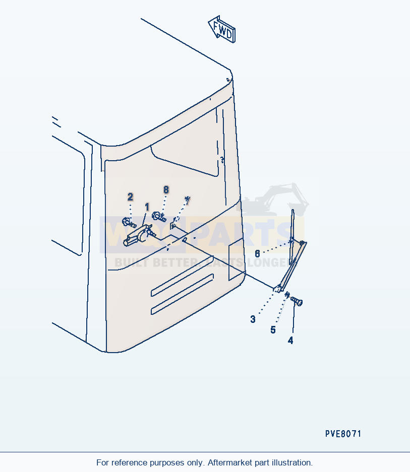 Komatsu WA200-3 Rops Cab (Rear Wiper) parts diagram