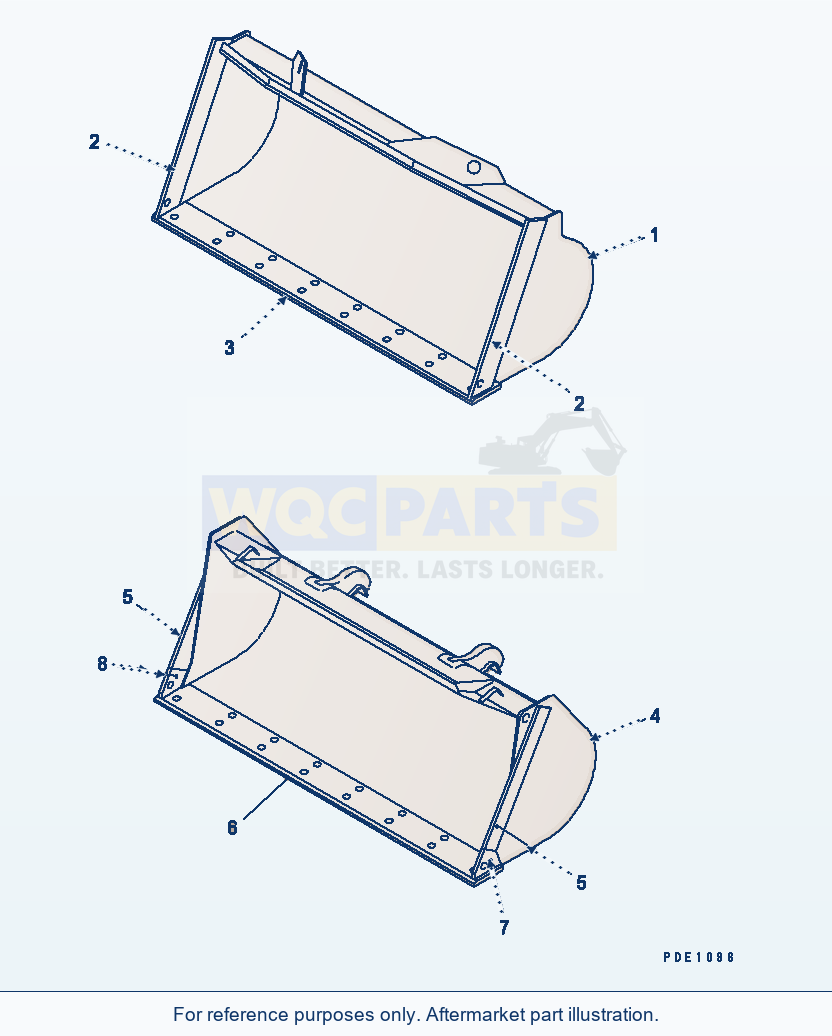 Komatsu WA200-3 Bucket parts diagram