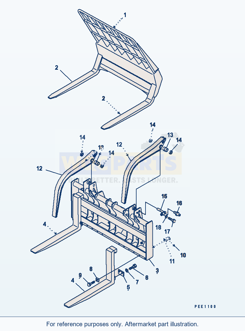 Komatsu WA200-3 Fork parts diagram