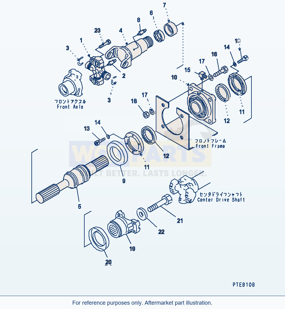 Komatsu WA200-3 Drive Shaft (Front) (With Auto Grease) parts diagram