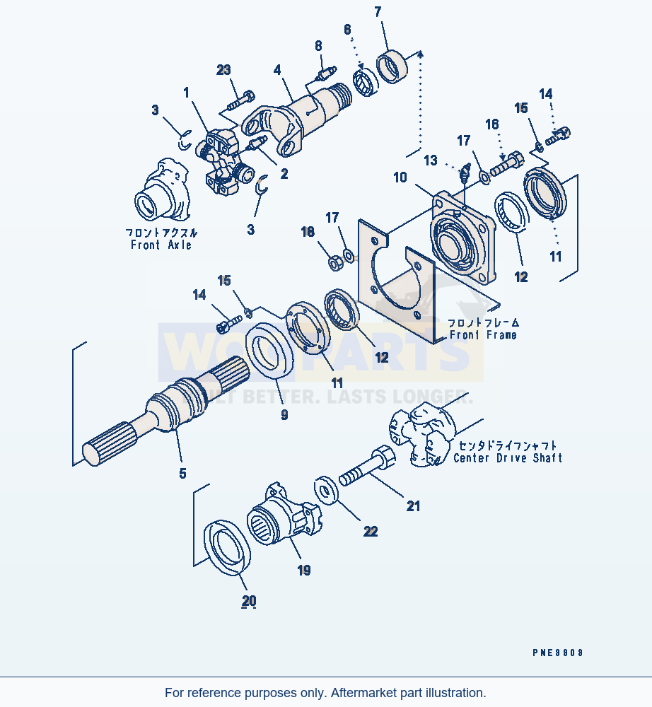 Komatsu WA200-3 Drive Shaft (Front) parts diagram