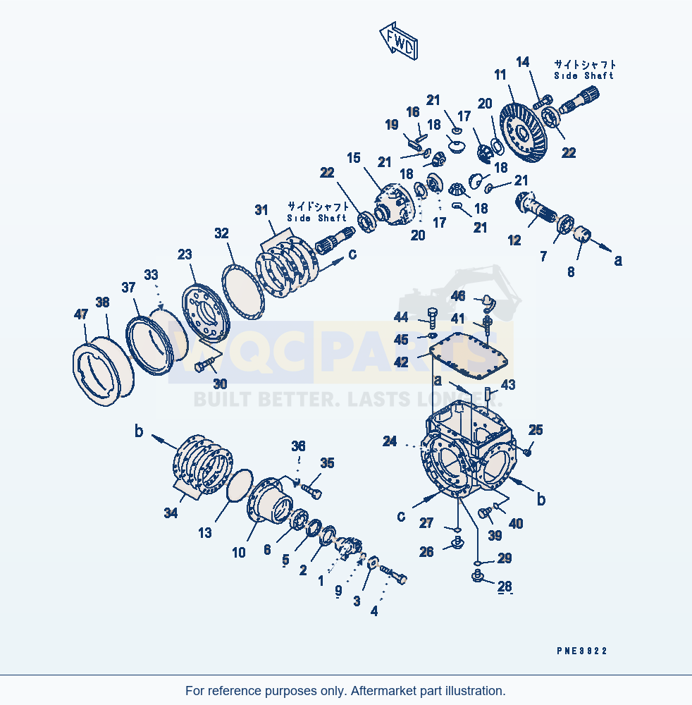 Komatsu WA200-3 Front Axle (Differential And Brake) parts diagram