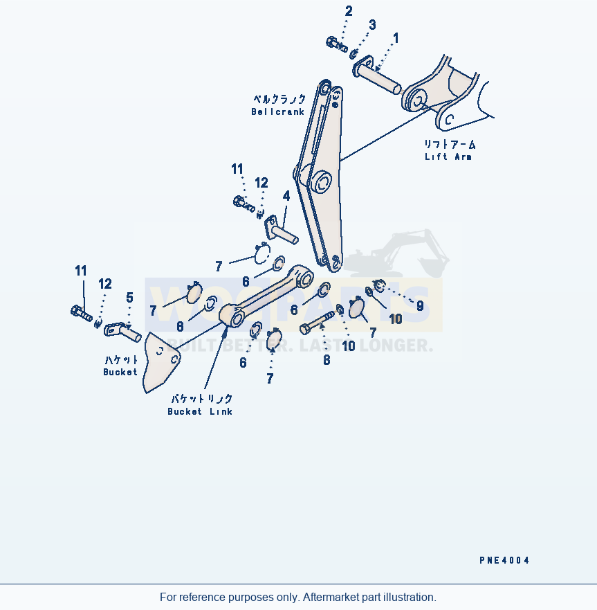 Komatsu WA200-3 Lift Arm And Bellcrank (Mounting Parts) parts diagram