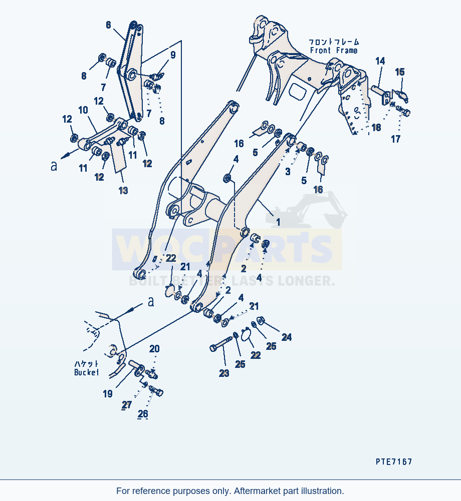 Komatsu WA200-3 Lift Arm And Bellcrank (With Multi Coupler) parts diagram