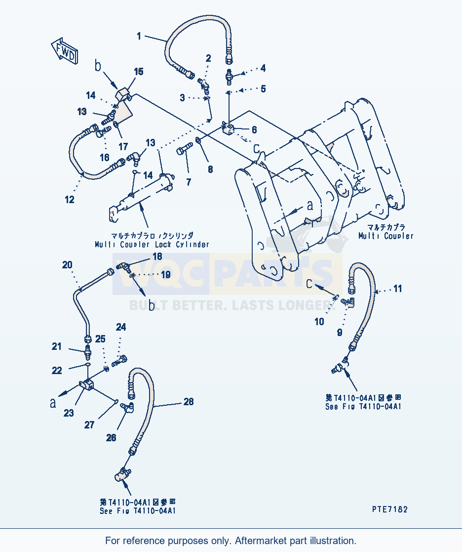 Komatsu WA200-3 Multi Coupler (Hydraulic Piping) parts diagram