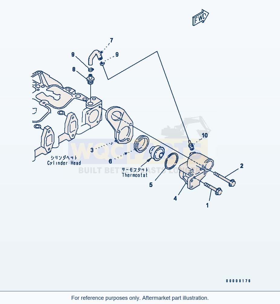 Komatsu WA200-5-SN Thermostat Housing(#26302312-26340279) parts diagram