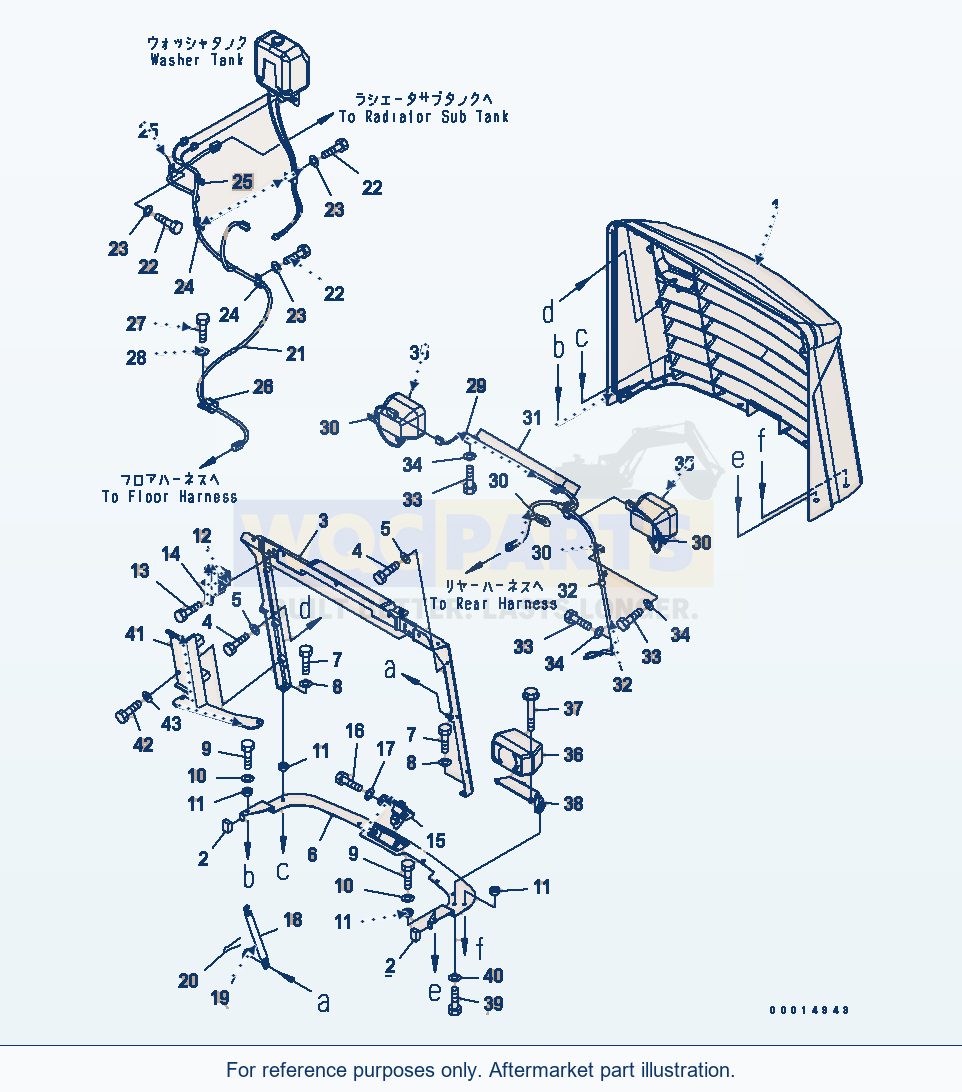 Komatsu WA200-5-SN Hood (Radiator Guard) (Snow Removing Spec.) parts diagram