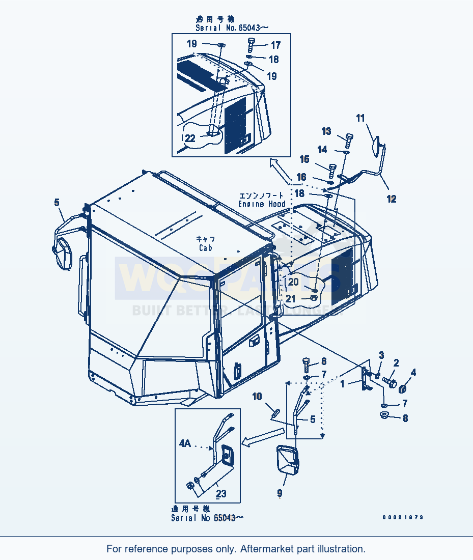 Komatsu WA200-5-SN Mirror (For 2-Persons Cab) parts diagram