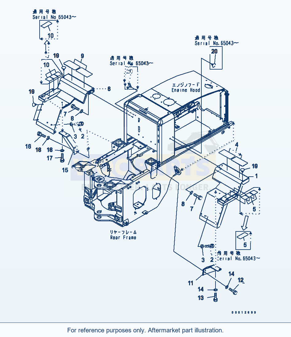 Komatsu WA200-5-SN Rear Fender (For 2-Persons Cab) parts diagram