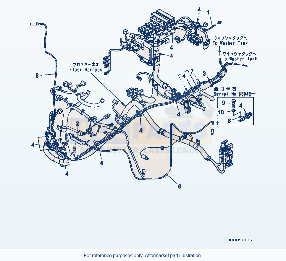 Komatsu WA200-5-SN Floor (Washer Hose) (For 2-Persons Cab) parts diagram