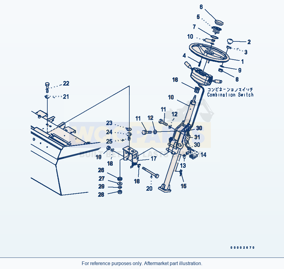 Komatsu WA200-5-SN Steering Wheel (Column And Orbitrol) parts diagram