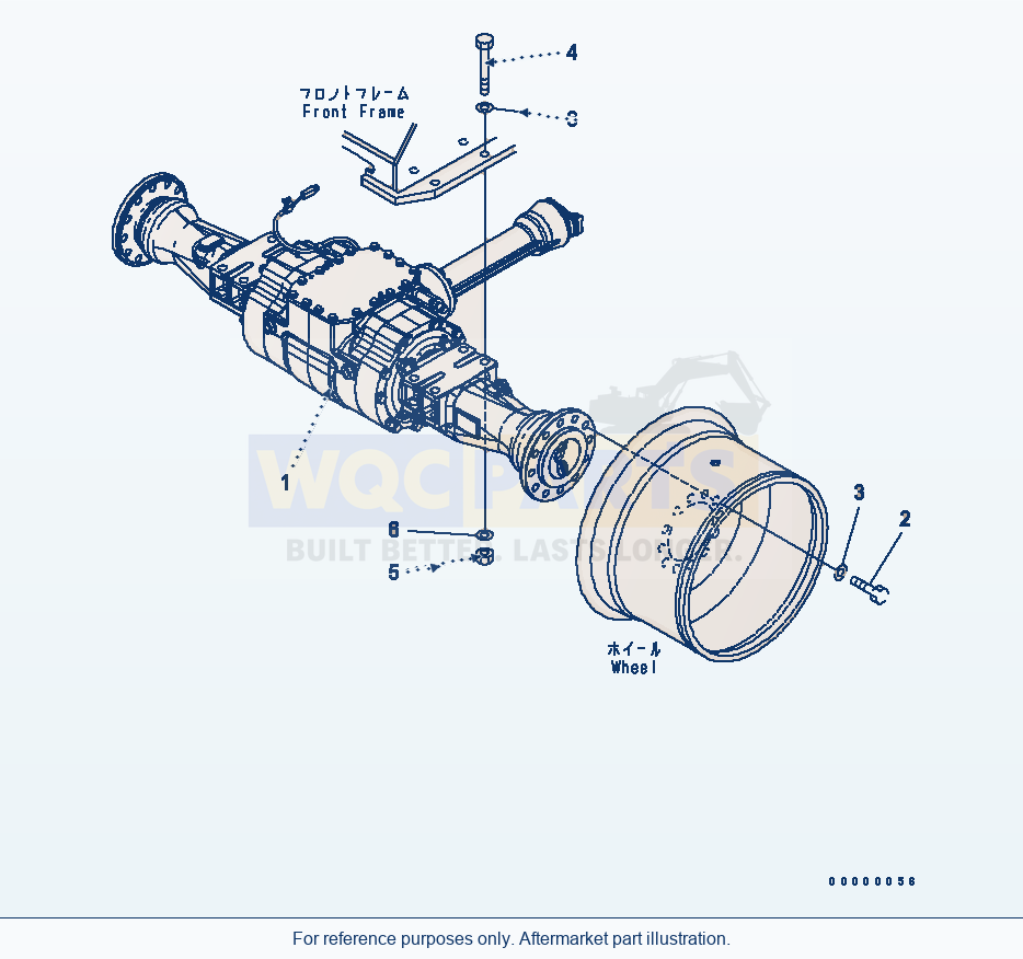 Komatsu WA200-5-SN Front Axle Mounting parts diagram