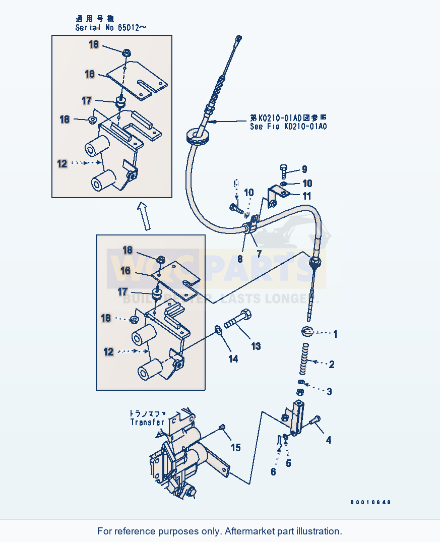 Komatsu WA200-5-SN Parking Brake Control parts diagram