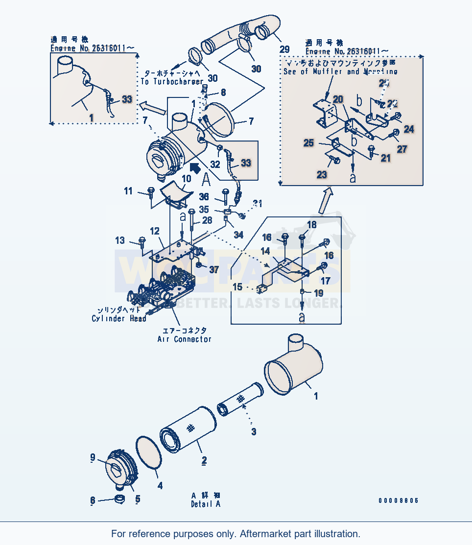 Komatsu WA200-5-SS Air Cleaner(#26302312-26319076) parts diagram