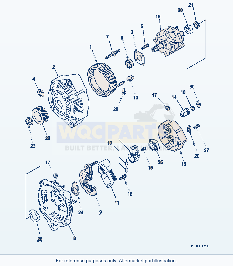 Komatsu WA200-5-SS Alternator (60A) (Inner Parts)(#26302312-) parts diagram