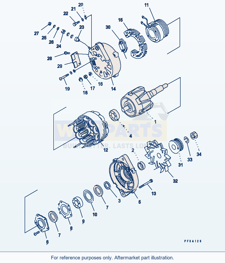 Komatsu WA200-5-SS Alternator (90A) (Inner Parts)(#26314444-) parts diagram
