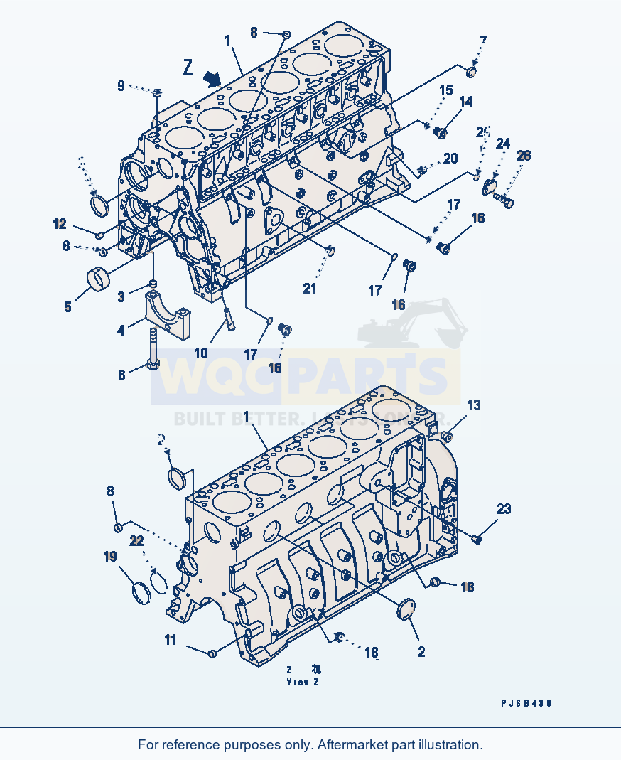 Komatsu WA200-5-SS Cylinder Block parts diagram