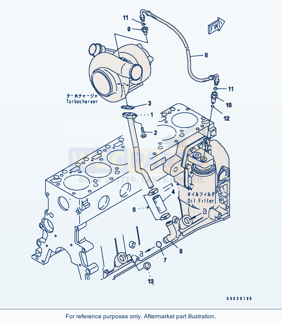 Komatsu WA200-5-SS Turbocharger Oil Piping(#26320577-) parts diagram