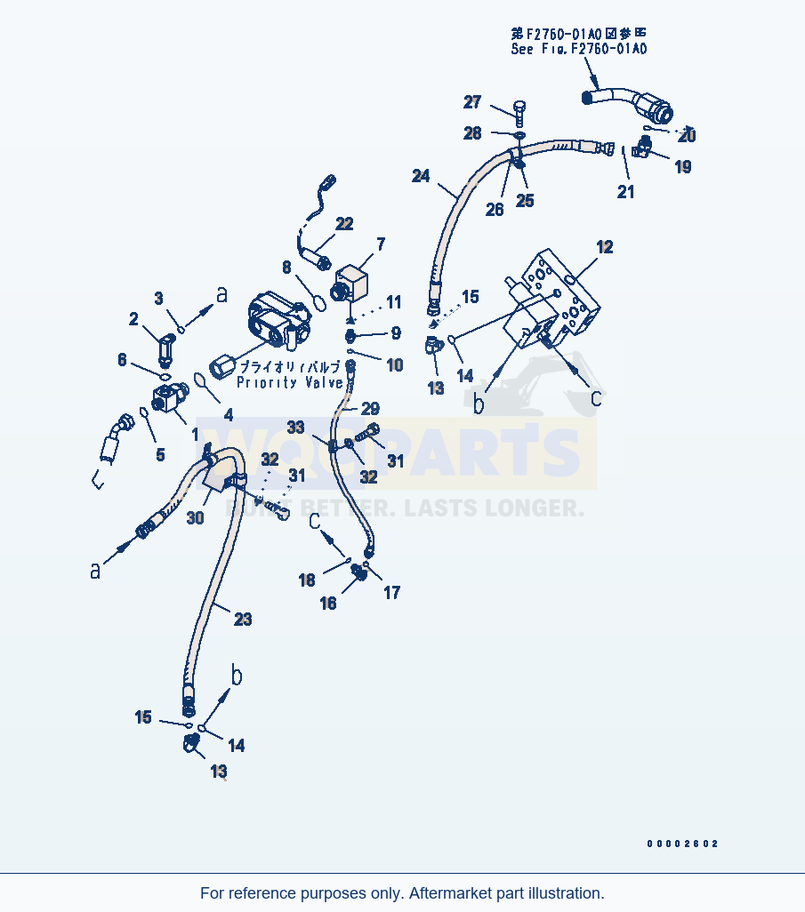 Komatsu WA200-5-SS Emergency Steering Line parts diagram