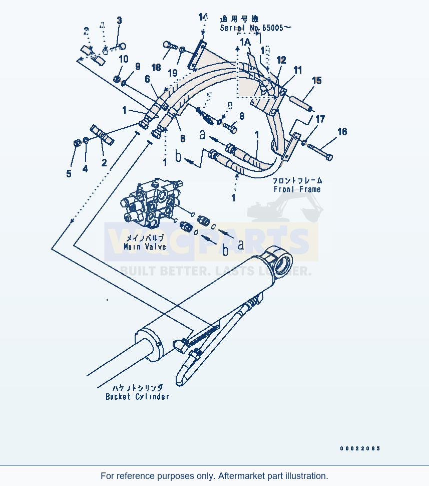 Komatsu WA200-5-SS Hydraulic Piping (Dump Cylinder Piping) parts diagram