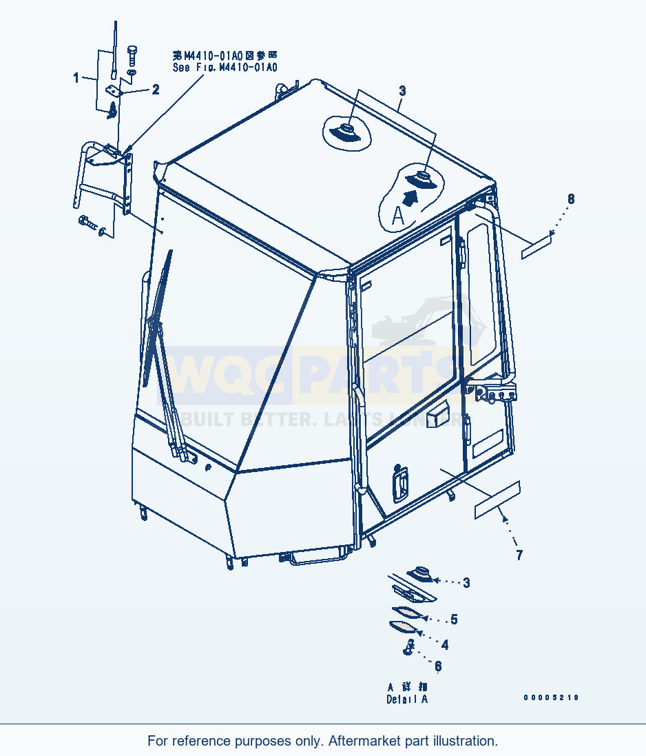 Komatsu WA200-5-SS Rops Cab (Antenna, Speaker, Mark) parts diagram