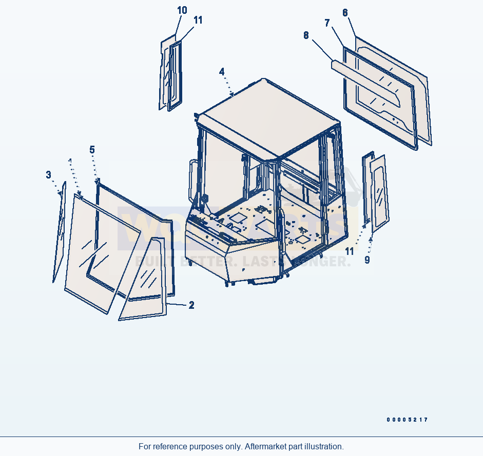 Komatsu WA200-5-SS Rops Cab (Body, Glass) parts diagram