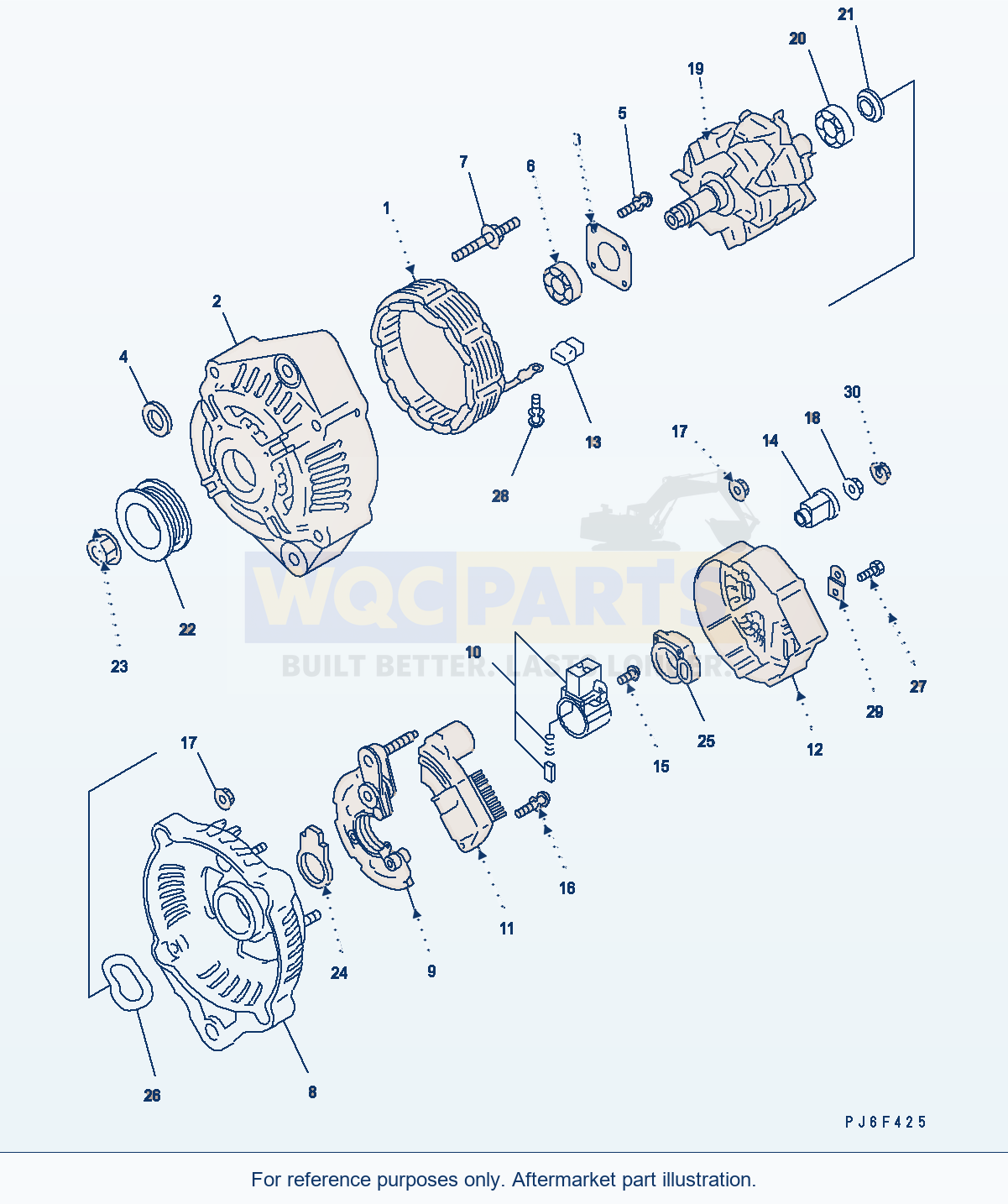 Komatsu WA200-5 Alternator (60A) (Inner Parts)(#26304081-) parts diagram
