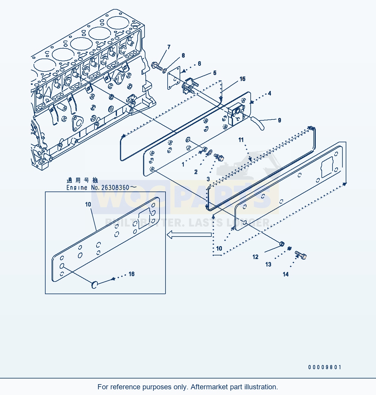 Komatsu WA200-5 Camfollower Cover Serial H50001 - UP parts diagram