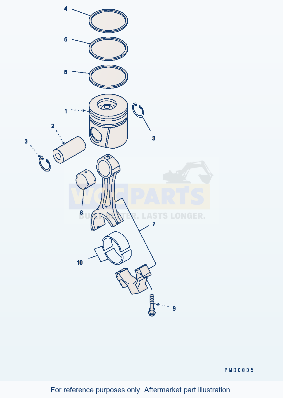 Komatsu WA200-5 Piston Serial H50001 - UP parts diagram