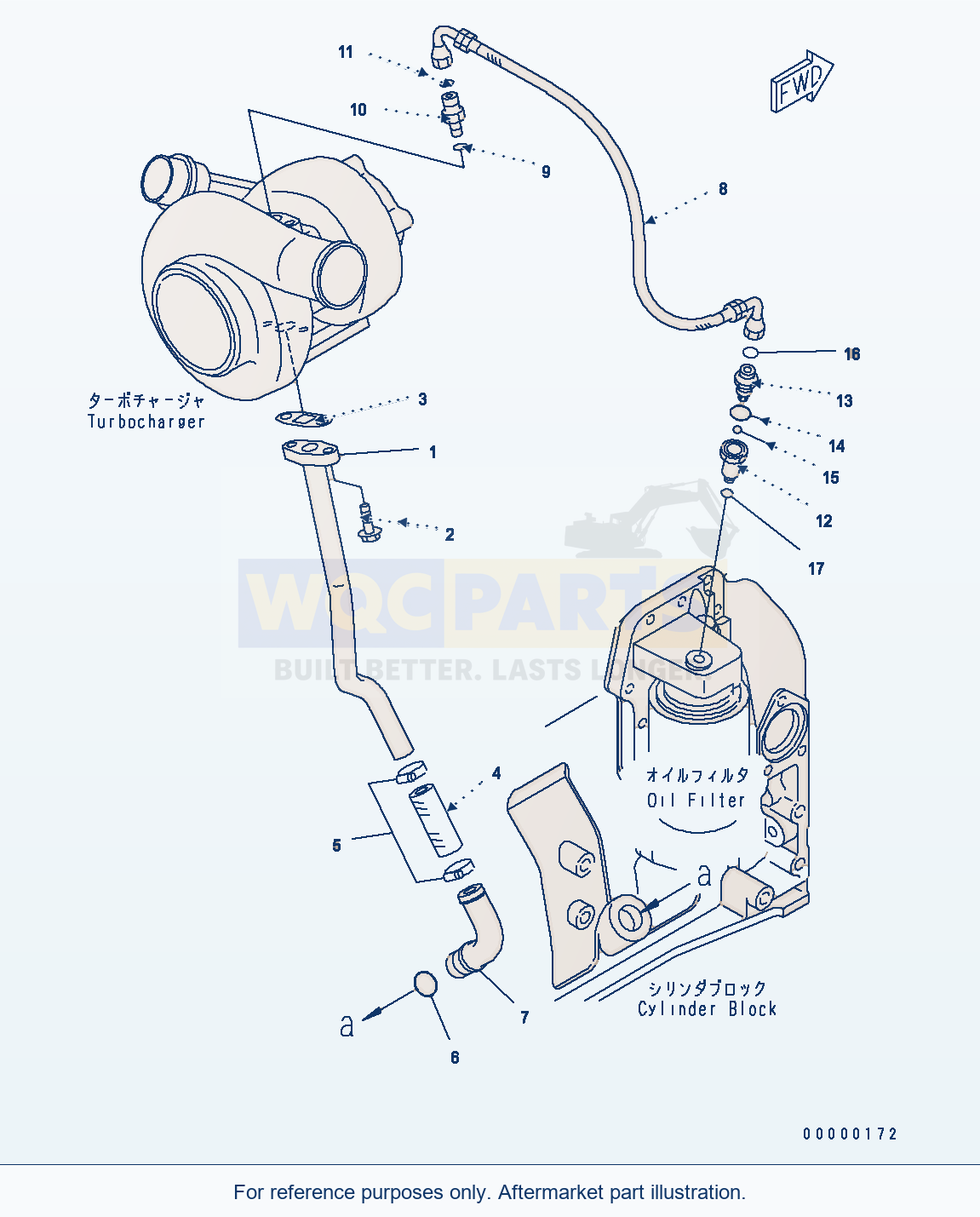 Komatsu WA200-5 Turbocharger Oil Piping(#26302312-) parts diagram
