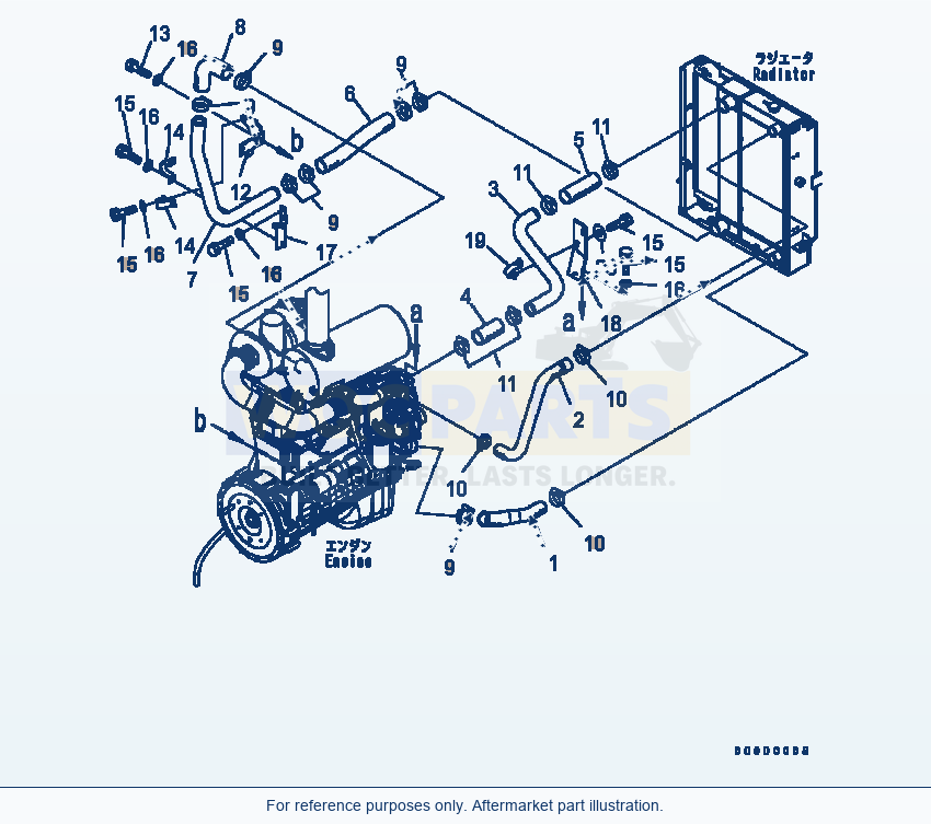 Komatsu WA200-5 Cooling Line Serial B10001-UP parts diagram