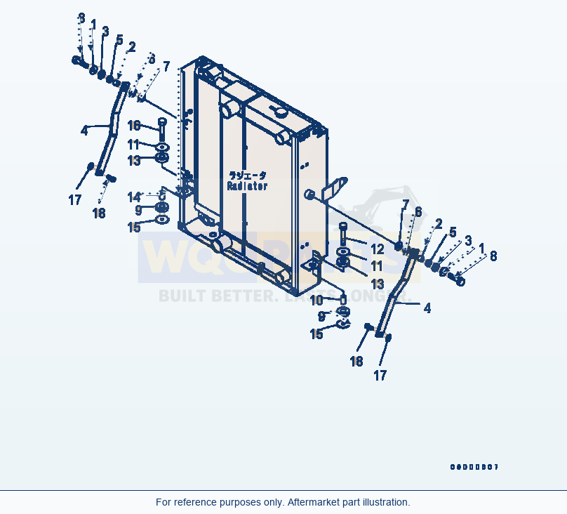 Komatsu WA200-5 Radiator Mount Serial B10001-UP parts diagram