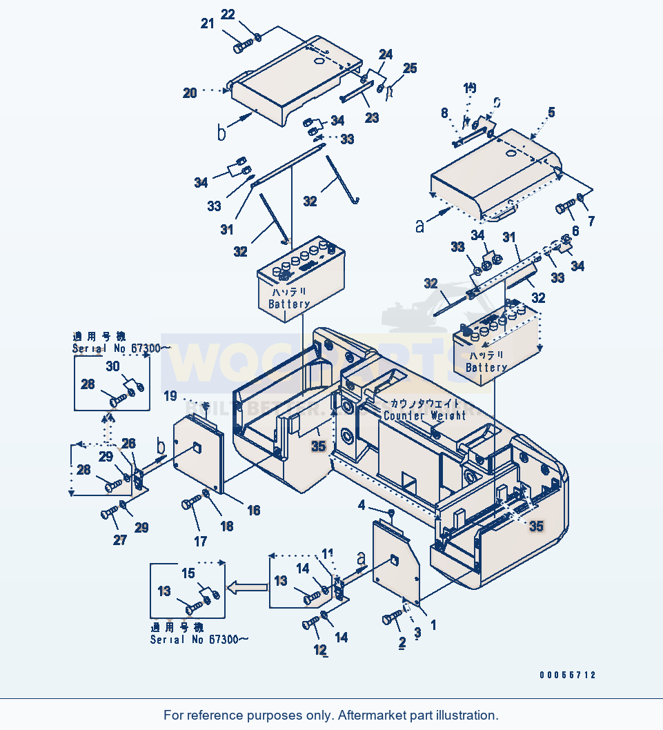 Komatsu WA200-5 Battery Box (Except Japan) parts diagram