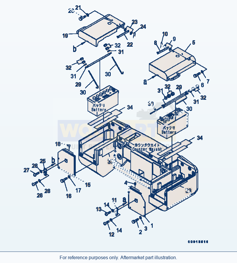 Komatsu WA200-5 Battery Box Serial B10001-UP parts diagram