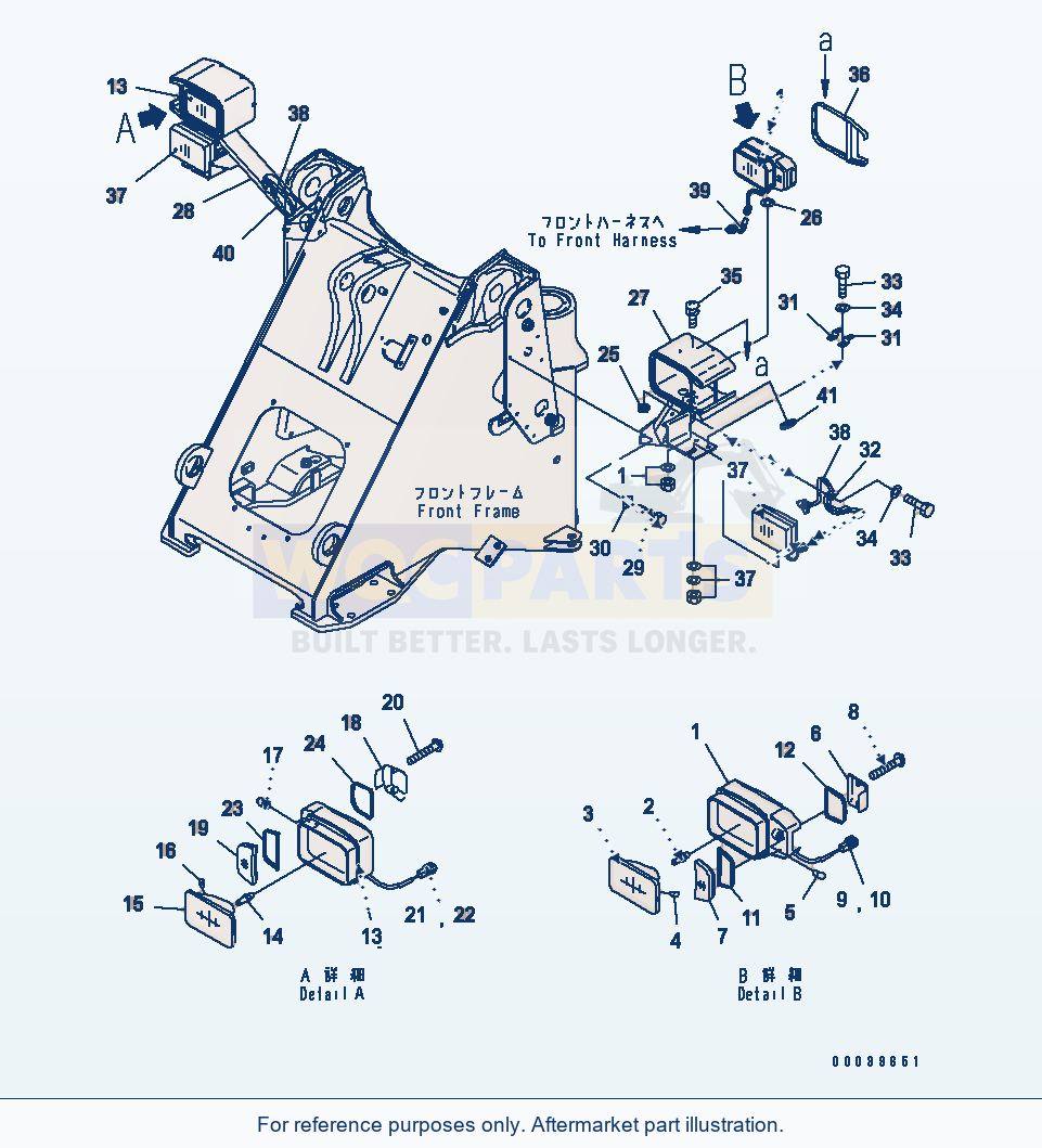 Komatsu WA200-5 Front Light (For Rotary Snow Remover) parts diagram