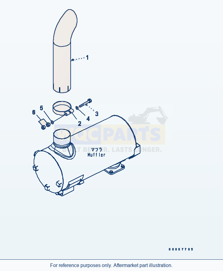 Komatsu WA200-5 Exhaust Pipe Serial 65001-UP parts diagram