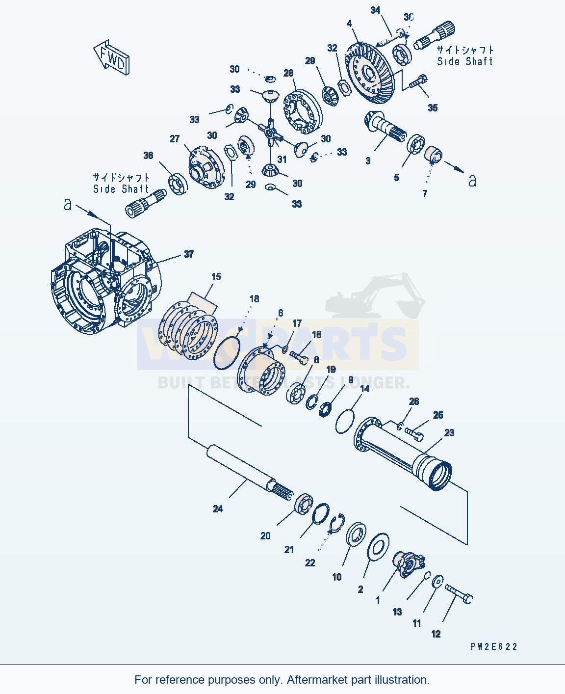 Komatsu WA200-5 Front Axle (Differential) Serial H50001 - UP parts diagram