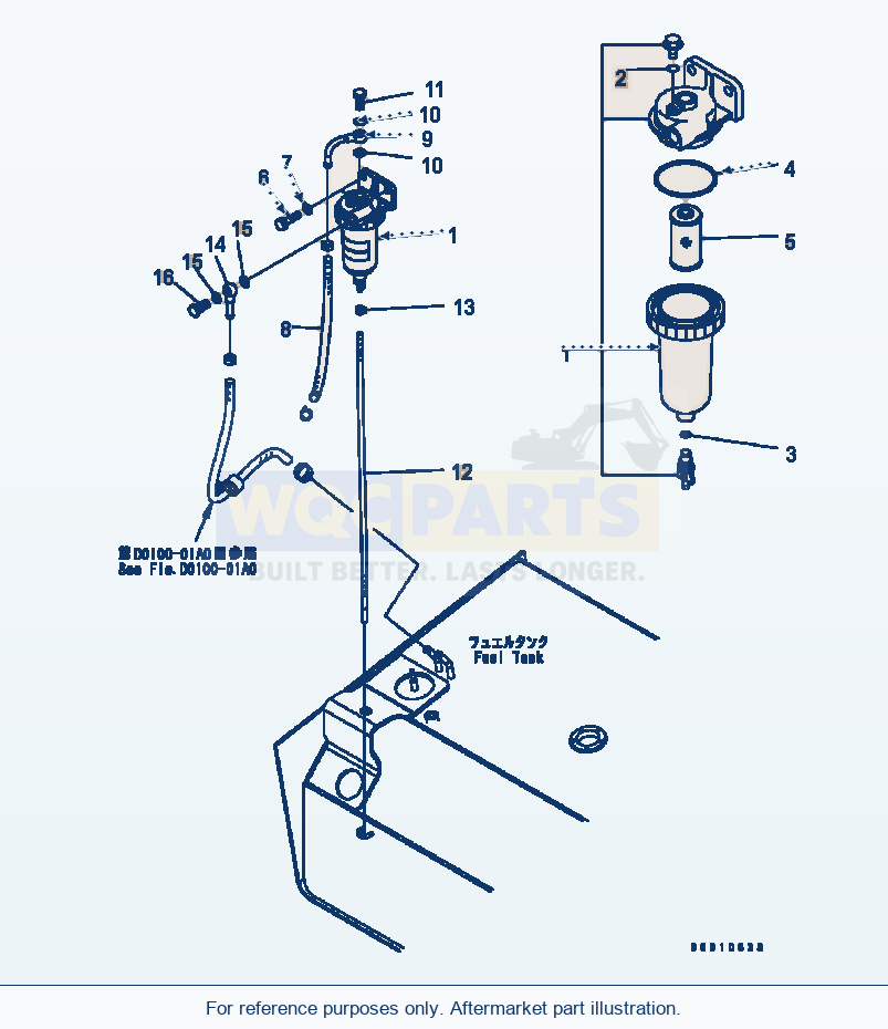 Komatsu WA200-5 Water Separator Serial B10001-UP parts diagram