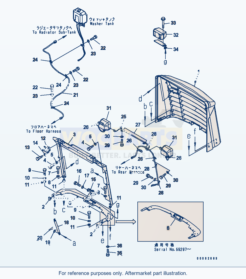 Komatsu WA200-5 Hood (Radiator Guard) (For Canopy) parts diagram