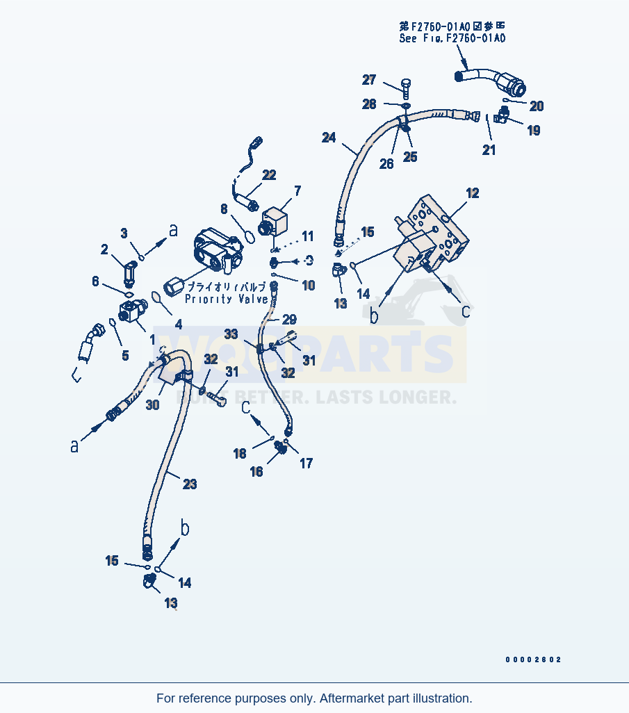Komatsu WA200-5 Emergency Steering Line Serial 65001-UP parts diagram