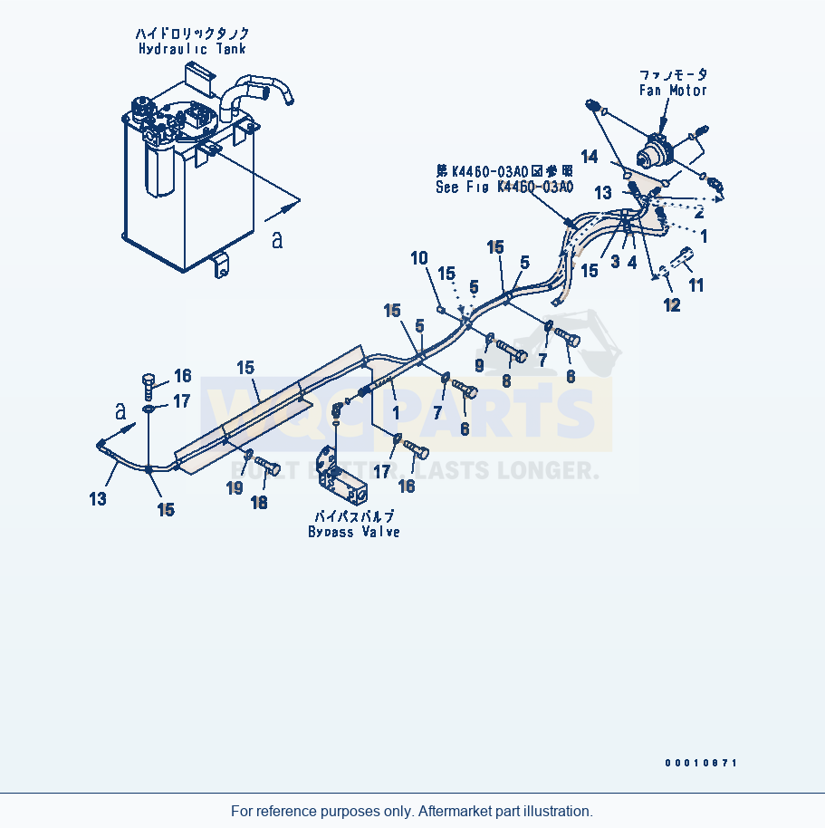 Komatsu WA200-5 Fan Drive Piping Serial 65001-UP parts diagram