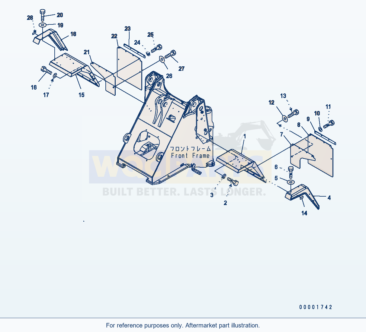 Komatsu WA200-5 Front Fender Serial H50001 - UP parts diagram