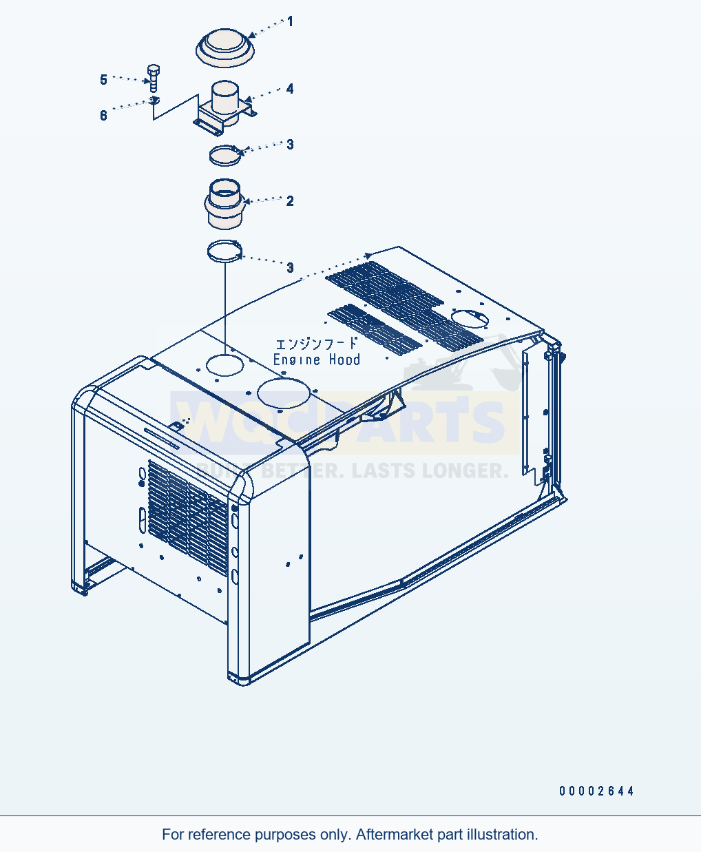 Komatsu WA200-5 Hood (Cap) Serial H50001 - UP parts diagram