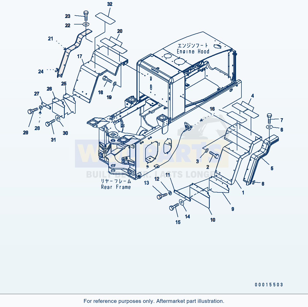 Komatsu WA200-5 Rear Fender Serial H50001 - UP parts diagram