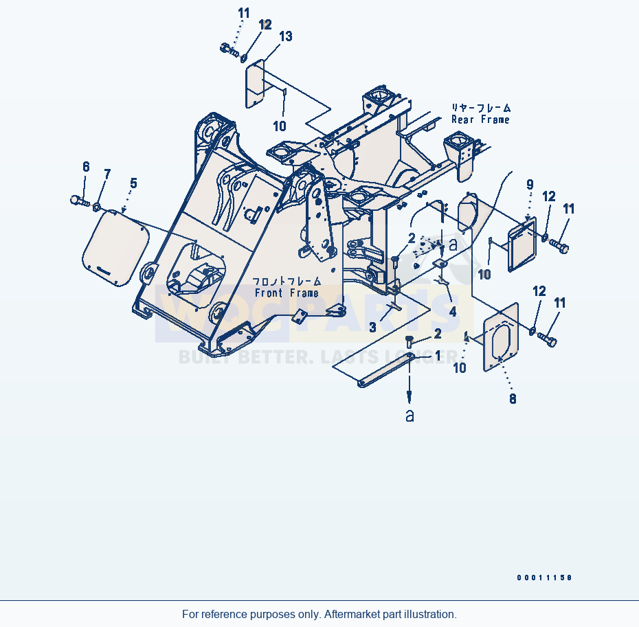 Komatsu WA200-5 Bar Lock And Cover Serial 65001-UP parts diagram