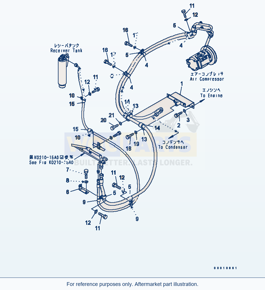 Komatsu WA200-5 Air Conditioner (Piping) Serial 65001-UP parts diagram